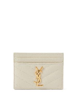 Saint Laurent - Ysl-logo Quilted-leather Cardholder - Womens - Cream