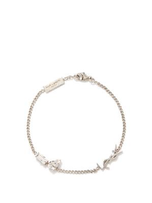 Saint Laurent - Ysl-monogram & Crystal Bracelet - Womens - Silver - M