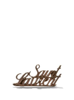 Saint Laurent - Logo Metal Brooch - Mens - Silver