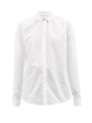 Saint Laurent - Point-collar Cotton-poplin Shirt - Womens - White - 34 FR