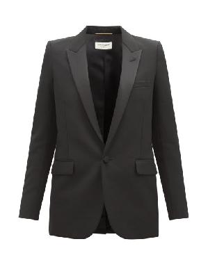 Saint Laurent - Single-breasted Wool-grain De Poudre Tuxedo Jacket - Womens - Black - 34 FR