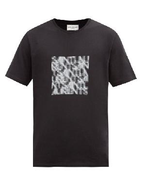 Saint Laurent - Abstract Logo-print Cotton-jersey T-shirt - Mens - Black