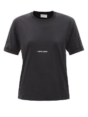 Saint Laurent - Logo-print Cotton-jersey T-shirt - Womens - Black White - M