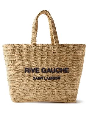 Saint Laurent - Rive Gauche Logo-embroidered Raffia Tote Bag - Womens - Beige Multi - ONE SIZE