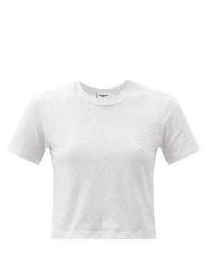 Saint Laurent - Cropped Cotton-jersey T-shirt - Womens - Cream - XS