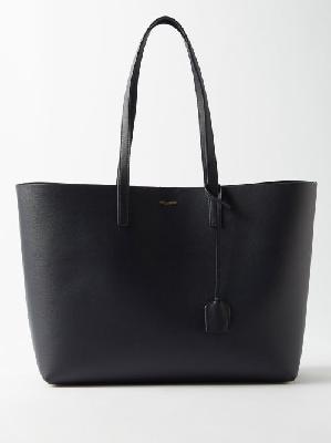 Saint Laurent - Shopper Textured-leather Tote Bag - Womens - Navy - ONE SIZE