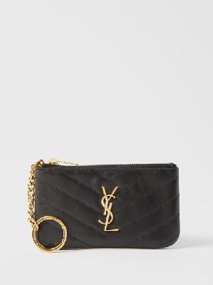 Saint Laurent - Ysl Quilted-leather Key Ring Pouch - Womens - Black - ONE SIZE