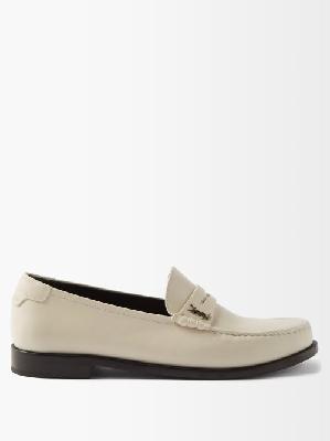 Saint Laurent - Ysl-appliqué Leather Loafers - Mens - Cream - 42 EU