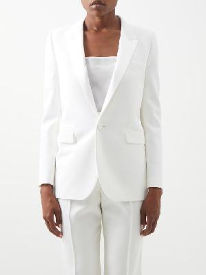 Saint Laurent - Single-breasted Wool-twill Tuxedo Suit Jacket - Womens - Cream - 36 FR
