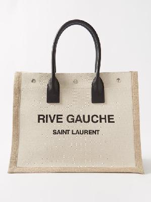 Saint Laurent - Rive Gauche Small Canvas Tote Bag - Womens - Beige - ONE SIZE