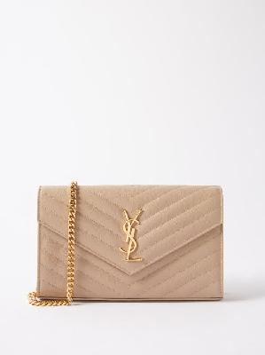 Saint Laurent - Envelope Mini Quilted-leather Cross-body Bag - Womens - Beige - ONE SIZE