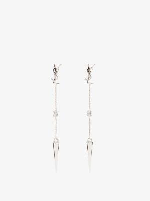 Saint Laurent - Ysl Crystal Spiked Drop Earrings - Womens - Silver - ONE SIZE