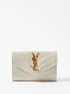 Saint Laurent - Ysl-logo Quilted Leather Wallet - Womens - White - ONE SIZE