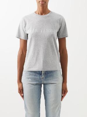 Saint Laurent - Reverse-logo Cotton-jersey T-shirt - Womens - Grey - S