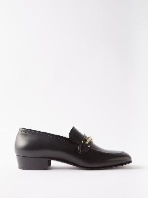 Saint Laurent - Universal Chain-embellished Leather Loafers - Mens - Black - 39 EU