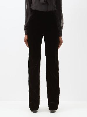 Saint Laurent - Velvet Tailored Trousers - Womens - Black - 34 FR