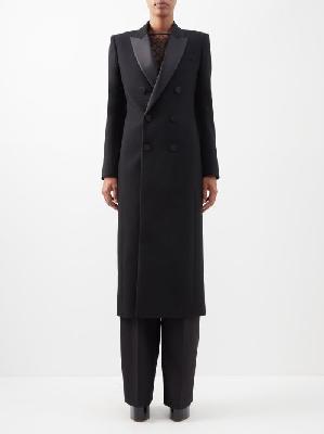 Saint Laurent - Double-breasted Wool Crepe Coat - Womens - Black - 34 FR