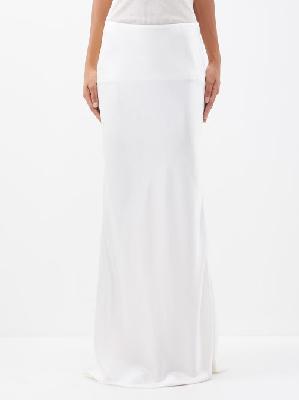Saint Laurent - Silk-satin Maxi Skirt - Womens - Ivory - 38 FR
