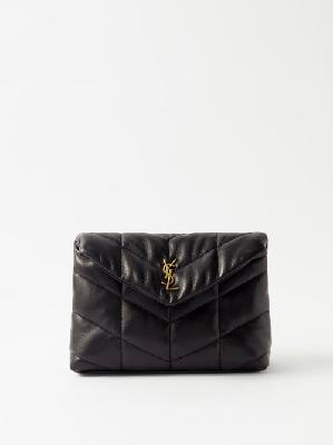 Saint Laurent - Puffer Chevron-quilted Leather Clutch Bag - Womens - Black - ONE SIZE