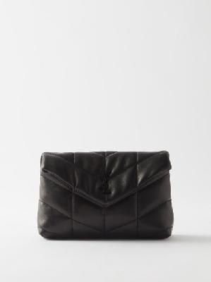 Saint Laurent - Puffer Ysl-logo Padded Leather Pouch - Womens - Black - ONE SIZE