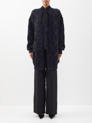 Saint Laurent - Metallic-knit Mohair-blend Cardigan - Womens - Black - XS