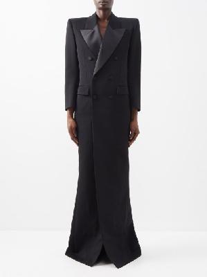 Saint Laurent - Wool-grain De Poudre Tuxedo Dress - Womens - Black - 36 FR