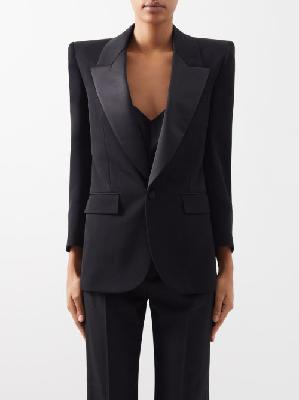 Saint Laurent - Satin-lapel Wool-grain De Poudre Tuxedo Jacket - Womens - Black - 36 FR