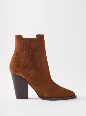 Saint Laurent - Theo 95 Suede Ankle Boots - Womens - Brown - 36 EU/IT