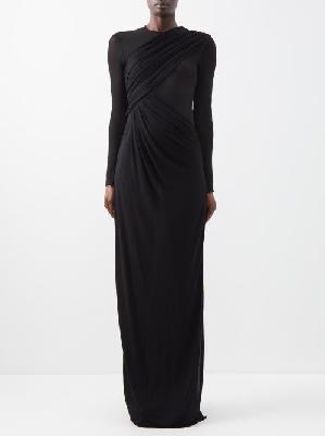 Saint Laurent - Draped Crepe And Jersey Maxi Dress - Womens - Black - 36 FR