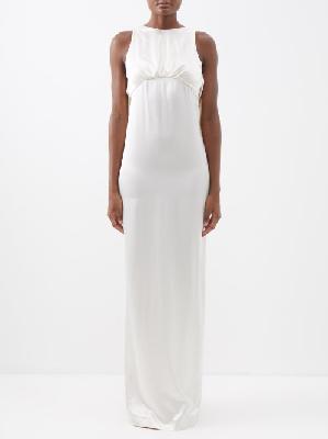Saint Laurent - Tie-back Silk-satin Gown - Womens - White - 42 FR
