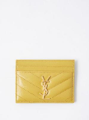 Saint Laurent - Ysl-plaque Quilted-leather Cardholder - Womens - Gold