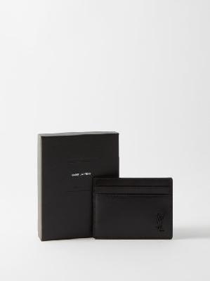 Saint Laurent - Ysl-plaque Leather Cardholder - Mens - Black - ONE SIZE