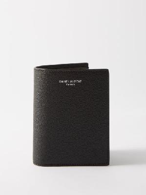 Saint Laurent - Logo-print Grained-leather Cardholder - Mens - Black - ONE SIZE
