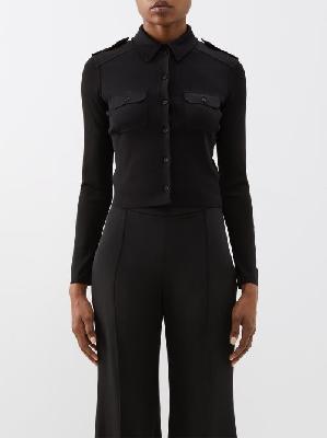 Saint Laurent - Point-collar Knitted Shirt - Womens - Black - S