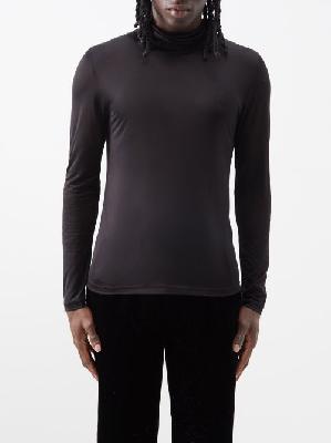 Saint Laurent - Roll-neck Silk-jersey Top - Mens - Black - L