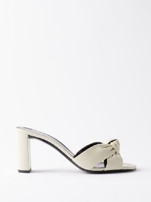 Saint Laurent - Bianca 75 Knotted Leather Mule Sandals - Womens - White - 35 EU/IT