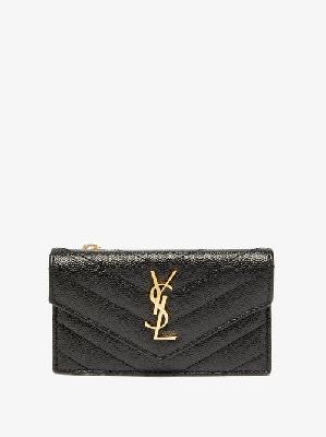 Saint Laurent - Ysl-logo Quilted-leather Cardholder - Womens - Black - ONE SIZE