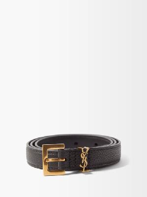 Saint Laurent - Ysl-loop Grained-leather Belt - Womens - Black - 65