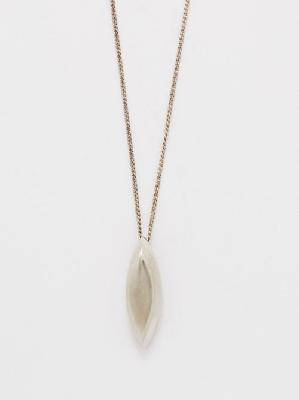 Saint Laurent - Oval-pendant Necklace - Mens - Oxidised Silver - ONE SIZE