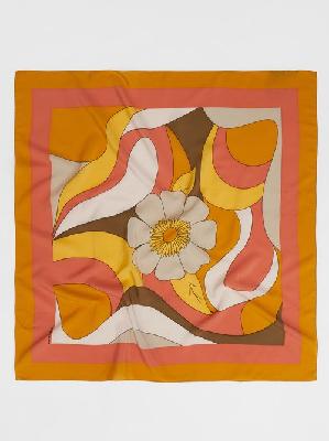 Saint Laurent - 70s Flower-print Silk Scarf - Womens - Orange Multi - ONE SIZE