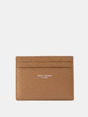 Saint Laurent - Grained-leather Cardholder - Mens - Brown - ONE SIZE