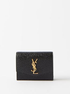 Saint Laurent - Ysl-plaque Grained-leather Cardholder - Womens - Black - ONE SIZE