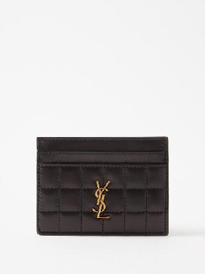 Saint Laurent - Ysl-plaque Quilted-leather Cardholder - Womens - Black - ONE SIZE