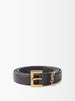 Saint Laurent - Ysl-monogram Leather Belt - Womens - Black - 75