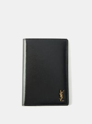 Saint Laurent - Ysl-plaque Leather Bi-fold Wallet - Mens - Black - ONE SIZE