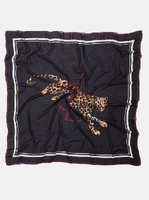 Saint Laurent - Leopard-print Modal-blend Scarf - Womens - Black Multi - ONE SIZE
