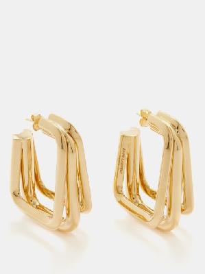 Saint Laurent - Square Triple Hoop Earrings - Womens - Yellow Gold - ONE SIZE
