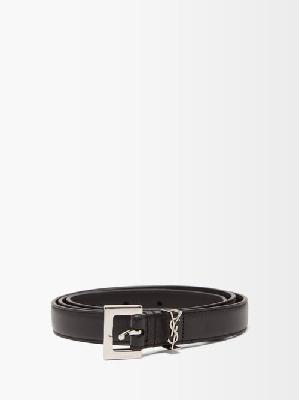 Saint Laurent - Ysl-plaque Leather Belt - Womens - Black - 65