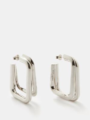 Saint Laurent - Square Double Hoop Earrings - Womens - Silver - ONE SIZE