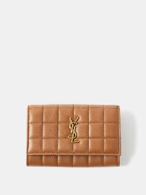 Saint Laurent - Cassandre Square-quilted Leather Wallet - Womens - Tan - ONE SIZE